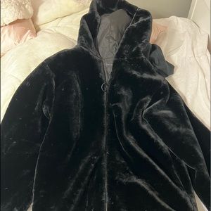 Over size Faux fur hooded jacket